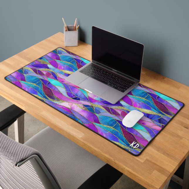 Motif de mosaïque de verre teinté violet et bleu (Bureau 2)