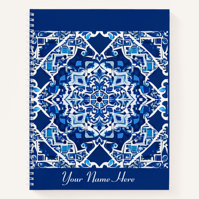 Motif de mosaïque en Indigo et Cobalt Blue Journal (Devant)