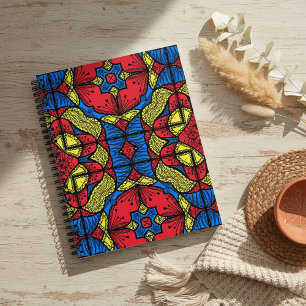 Motif de mosaïque tribale rouge bleu jaune africai