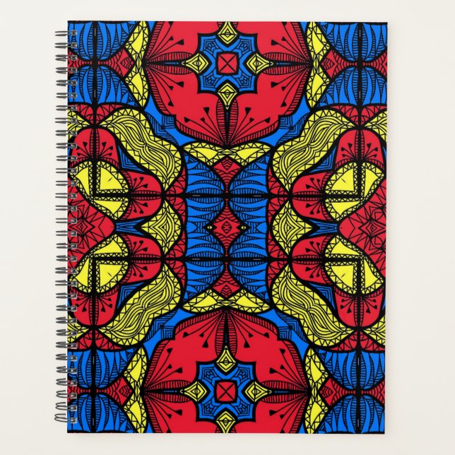 Motif de mosaïque tribale rouge bleu jaune africai (Devant)