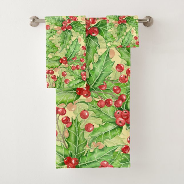 Motif de Noël à l'aquarelle de baie blanche (En situation)