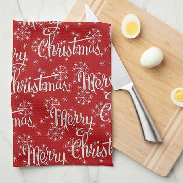Motif de Noël amusant Serviette de cuisine (Quart Plié)