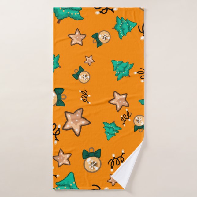 Motif de Noël avec bougies, Tangerinesbackgrou (Serviette de bain)