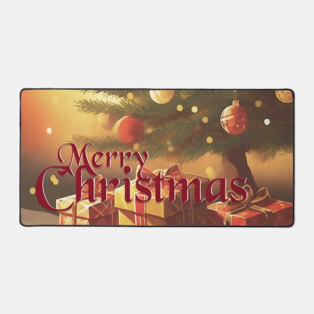 Motif de Noël, avec des cadeaux sous l'arbre de No (Recto)