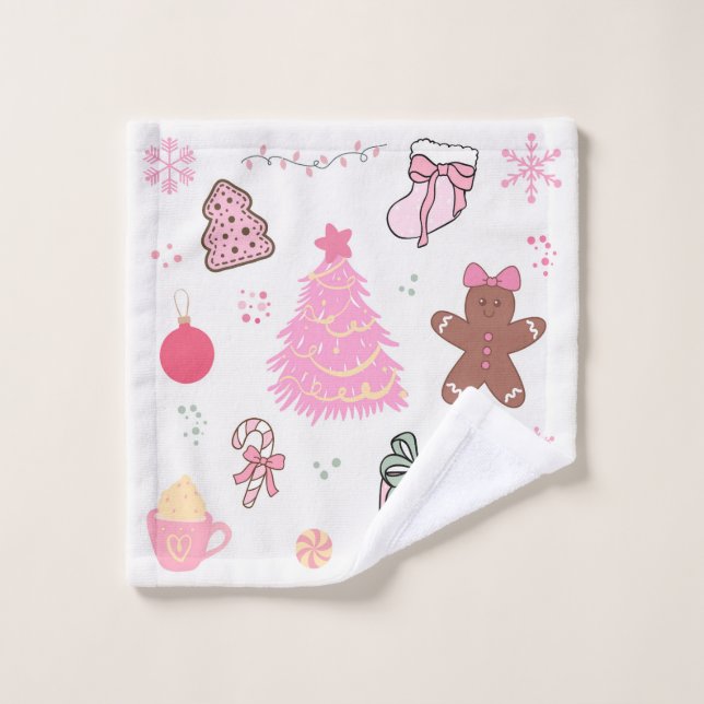 Motif de Noël rose (Gant de toilette)