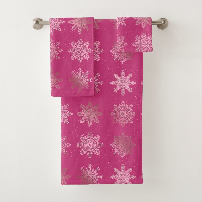 Motif de Noël rose Gold & Pink Snowflake (En situation)