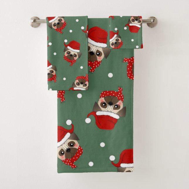 Motif de Noël Santa Pug (En situation)