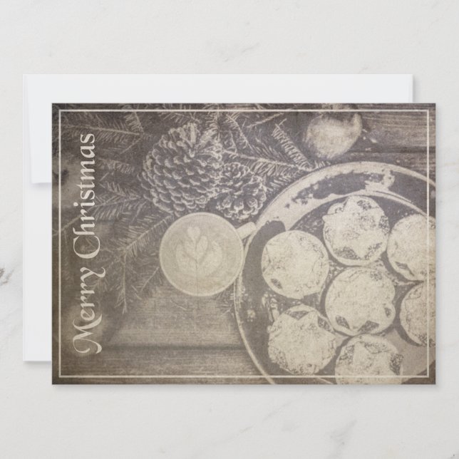 Motif de Noël vintage avec biscuits et café (Devant)