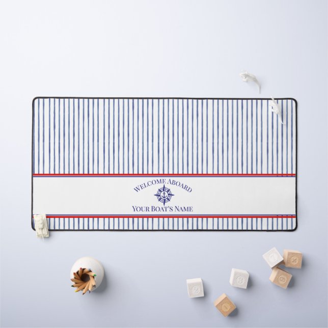 Motif de nom de bateau monogrammé rayé nautique (Tableau pour enfants)