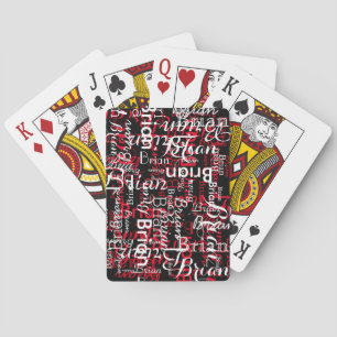 Motif de nom rouge et blanc sur les cartes de jeu 