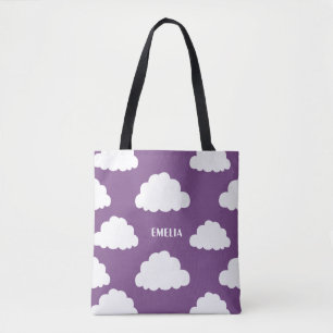 Motif de nuages blancs Sac fourre-tout pourpre per