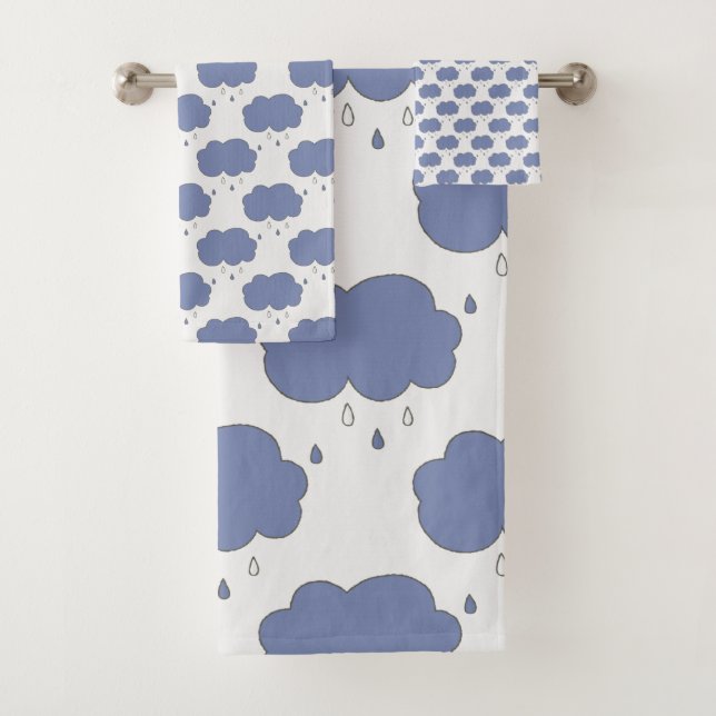 Motif de nuages de pluie bleu amusant (En situation)