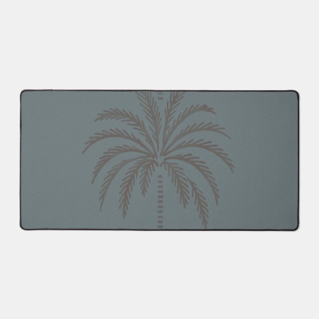 Motif de palmier minimal bleu gris tropical  (Recto)