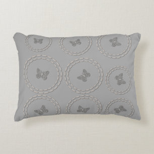 Motif de papillon gris argent mou Coussin