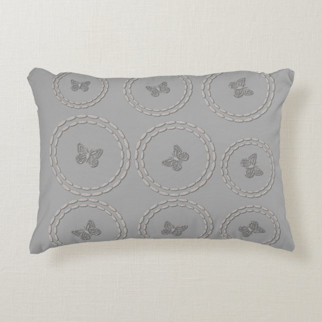 Motif de papillon gris argent mou Coussin (Devant)