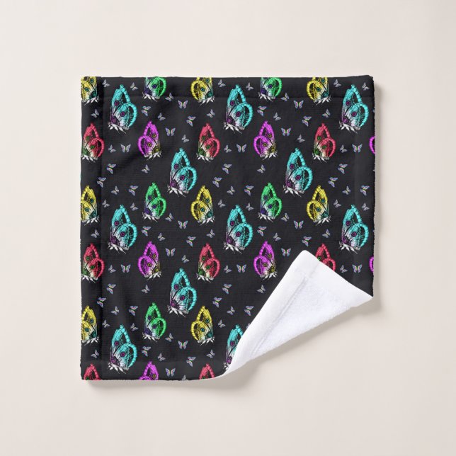 Motif de papillon noir coloré (Gant de toilette)