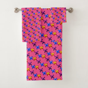 Motif de papillon pixel mignon sur fond rose vif
