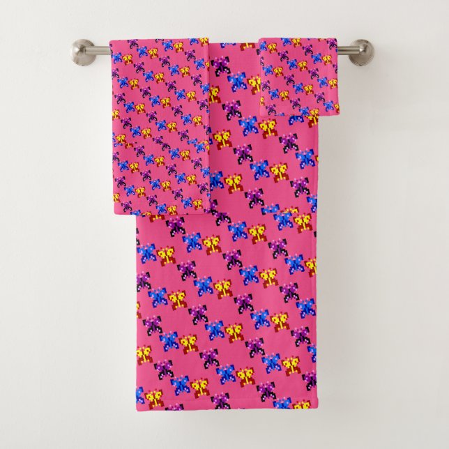 Motif de papillon pixel mignon sur fond rose vif (En situation)