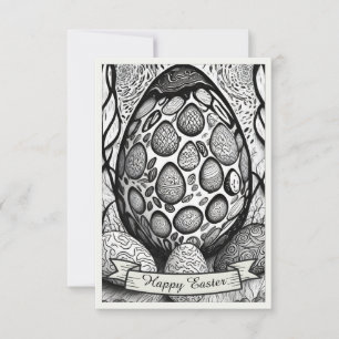 Motif de Pâques b/n dessin animé avec œufs de Pâqu