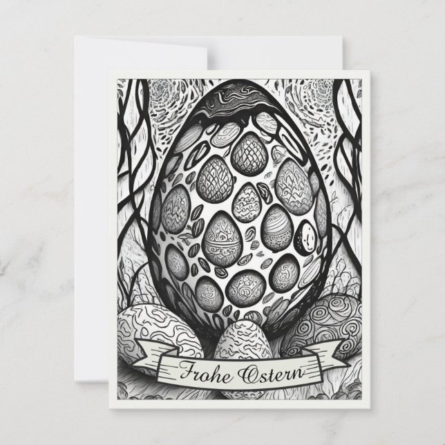 Motif de Pâques monochrome Cartoon avec œufs de Pâ (Devant)