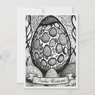 Motif de Pâques monochrome Cartoon avec œufs de Pâ