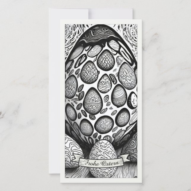 Motif de Pâques monochrome Cartoon avec œufs de Pâ (Devant)