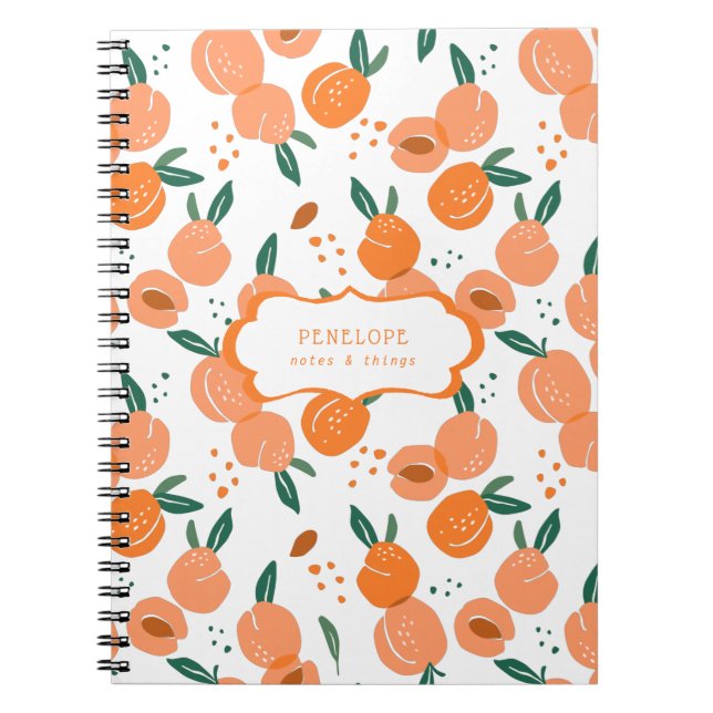 Motif de pêche sucrée d'été | Carnet Monogramme (Devant)