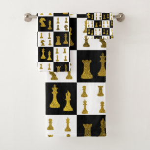 Motif de pièces d'échecs d'échiquier et d'or