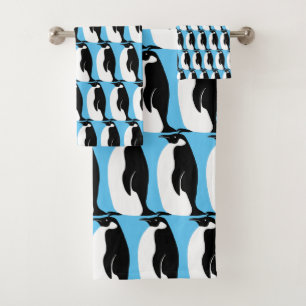 Motif de pingouin Aqua noir blanc