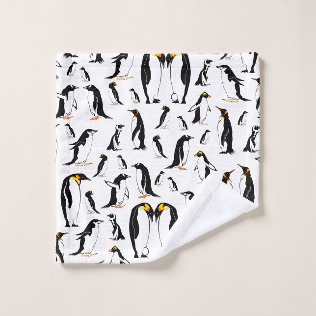 Motif de pingouin noir et blanc (Gant de toilette)