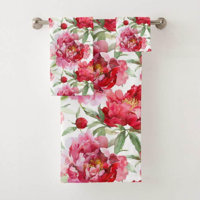 Motif de pivoine rouge à l'aquarelle (En situation)