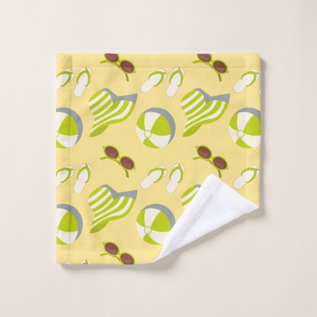 Motif de plage avec lunettes de soleil et casquett (Gant de toilette)