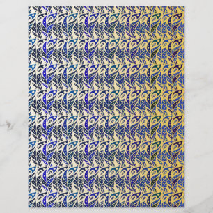 Motif de plume de paon bleu et or fantaisiste