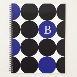 Motif de point bleu noir monogramme en gras