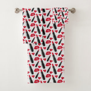 Motif de point de polka de rouge à lèvres et de