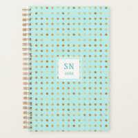 Motif de point Polka or sur vert menthe avec Monog