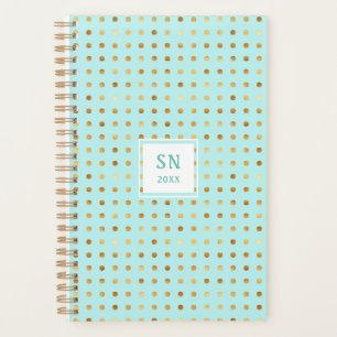 Motif de point Polka or sur vert menthe avec Monog