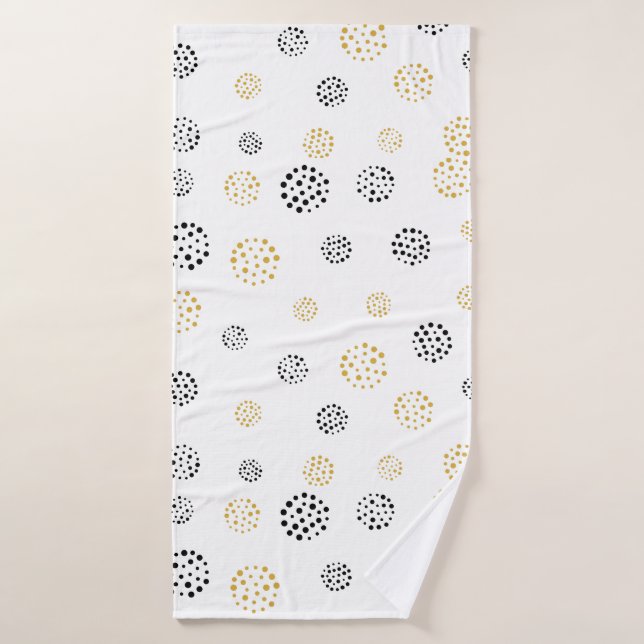 Motif de points abstraits noir et or (Serviette de bain)