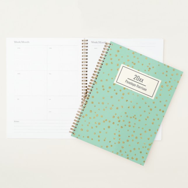 Motif de points dorés Glam Mint Green Personnalisé (Devant avec enveloppe)