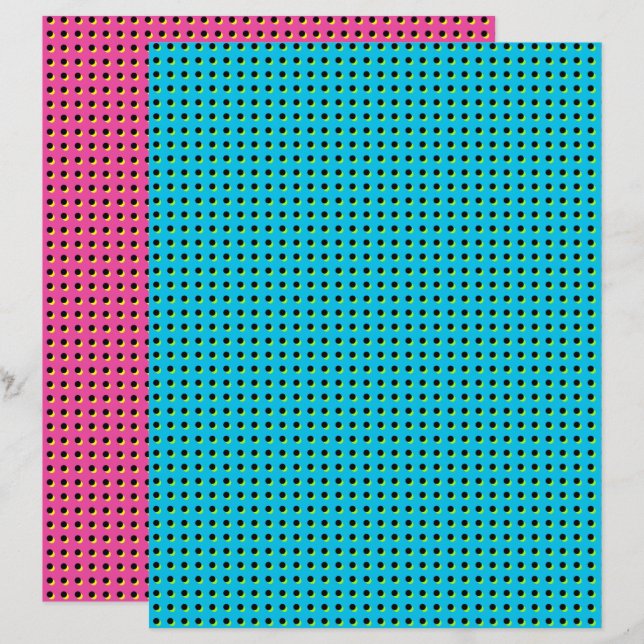 motif de points noirs roses et bleu néo-néon des a (Devant / Derrière)