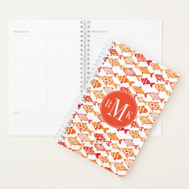 Motif de poisson d'aquarelle orange vif (Devant avec enveloppe)