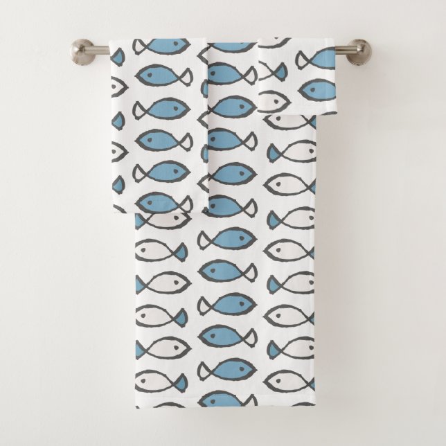 Motif de poissons blancs bleus de mer d'été (En situation)