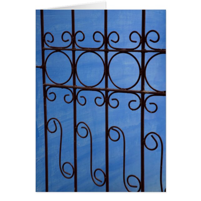 Motif de porte en fer en bleu, Cuba (Devant)