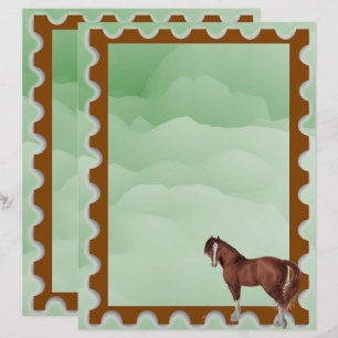 Motif de Postage pour timbre Cheval Brown et Blanc