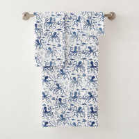 Motif de poulpe sous-marin à l'aquarelle bleue côt