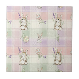 Motif de printemps à carreaux œuf de lapin pastel