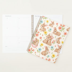 Motif de printemps floral de lapin mignon