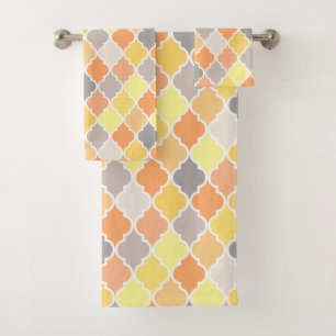 Motif de quatrefoil jaune, orange et gris