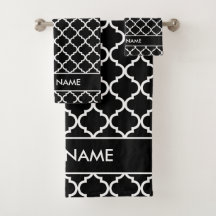 Motif de quatrefoil noir et blanc personnalisé