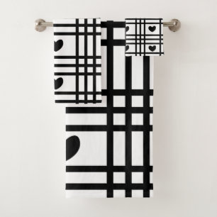 Motif de rayures de coeur noir et blanc